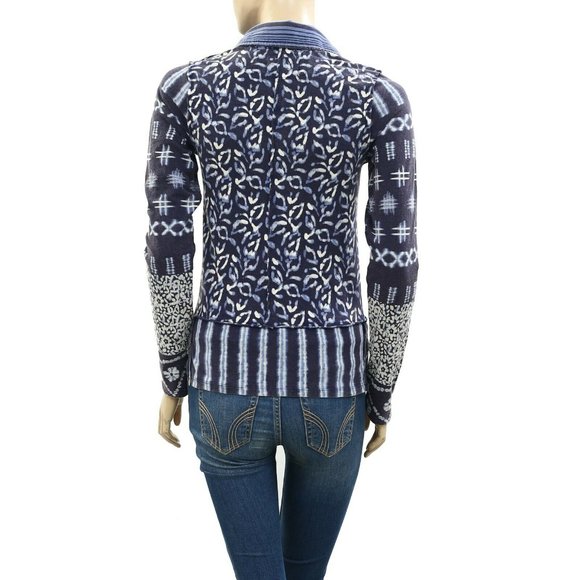 Free People We The Free Shibori Dreams Tee Cotton Printed Blouse Top S - Picture 6 of 8